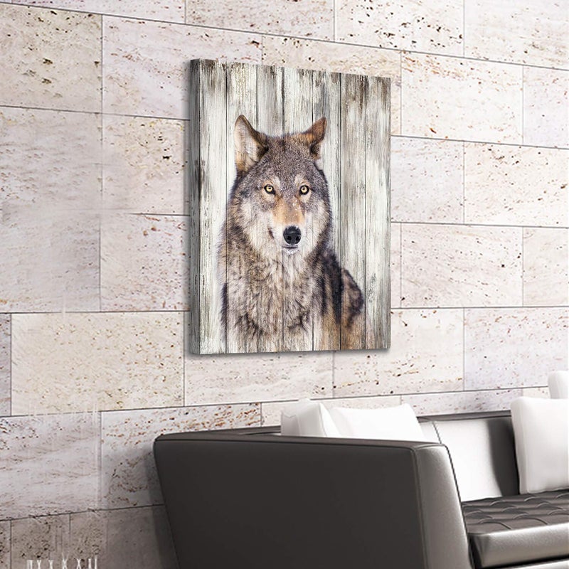 Hardy Gallery Gray Wolf Wall Art Print: Wild Animal Artwork Painting Picture on Canvas for Living Room Decor (24'' x 18'') - Image 3